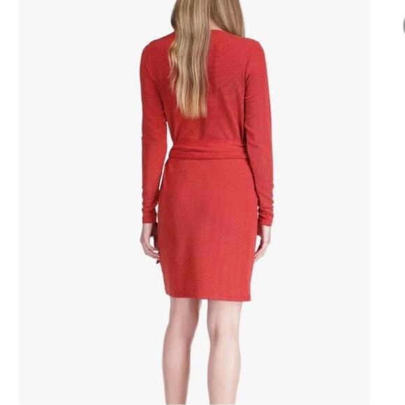 NWT Michael Kors Red Gold Glitter Dot LongSleeve Stretchy Dress Size Large - Picture 3 of 13